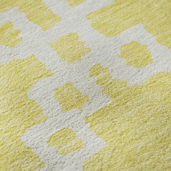Yellow And Ivory Abstract Geometric Washable Area Rug With UV Protection Photo 9
