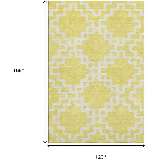 Yellow And Ivory Abstract Geometric Washable Area Rug With UV Protection Photo 3