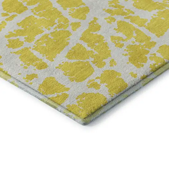 Yellow And Ivory Abstract Washable Area Rug With UV Protection Photo 7