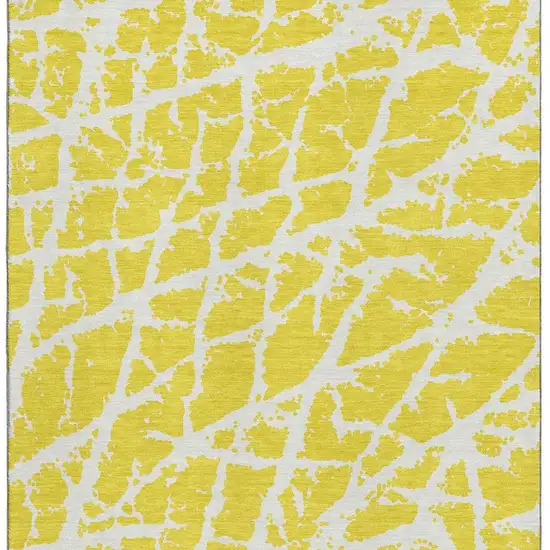 Yellow And Ivory Abstract Washable Area Rug With UV Protection Photo 4