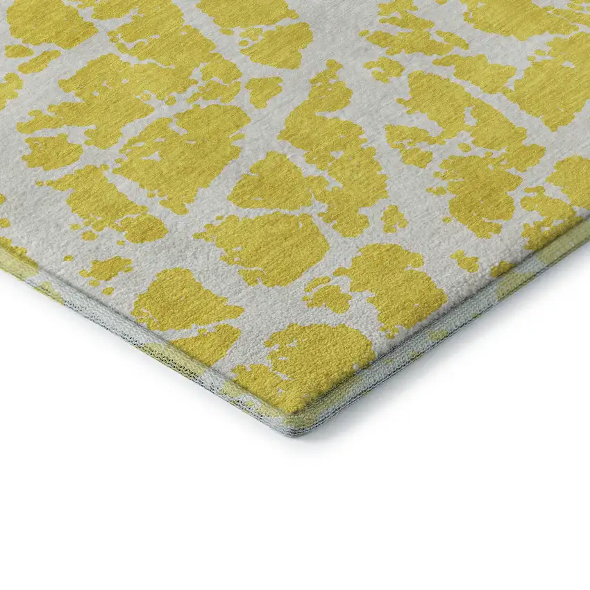 Yellow And Ivory Abstract Washable Area Rug With UV Protection Photo 8