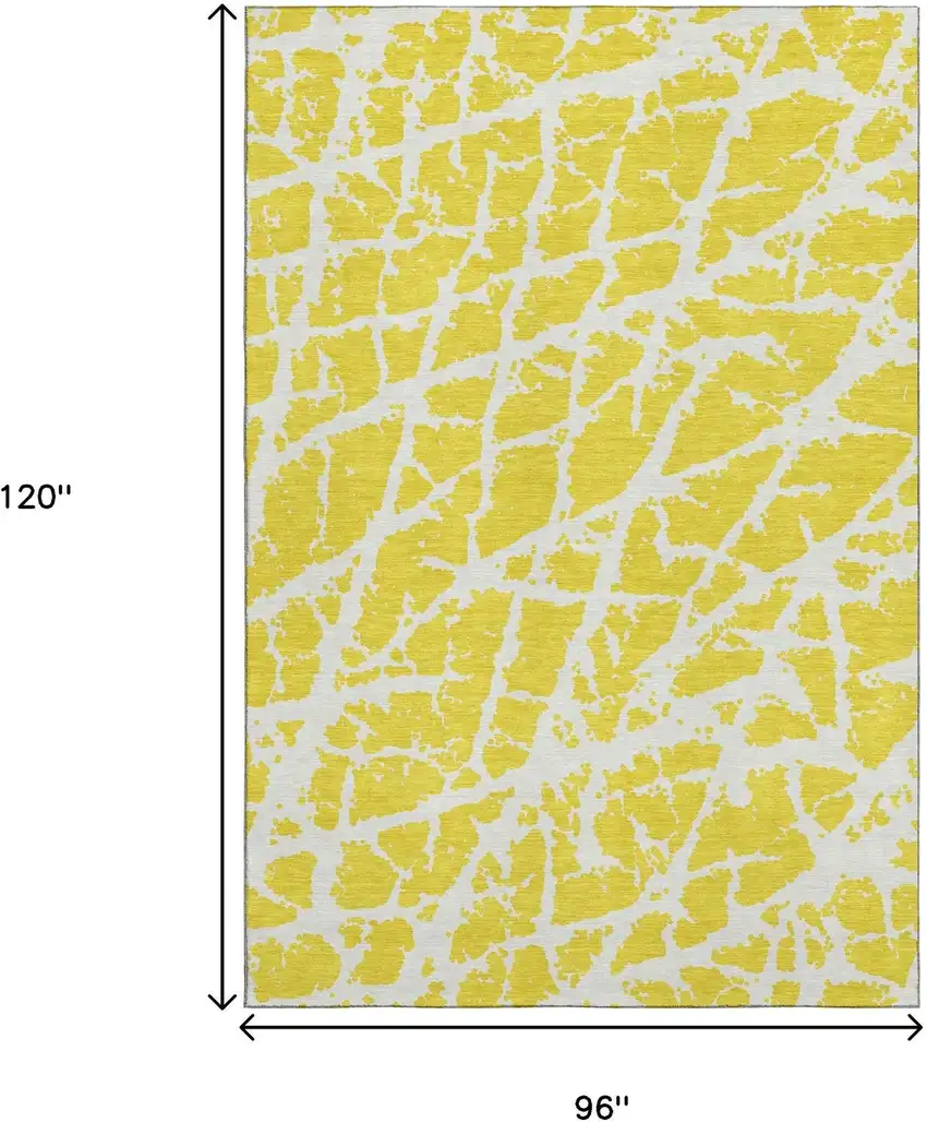 Yellow And Ivory Abstract Washable Area Rug With UV Protection Photo 3