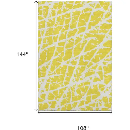 Yellow And Ivory Abstract Washable Area Rug With UV Protection Photo 3