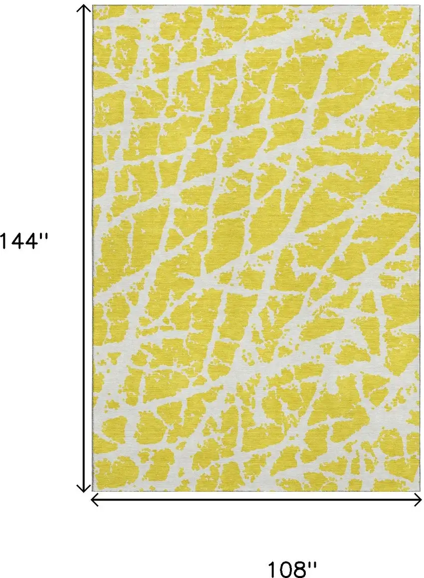 Yellow And Ivory Abstract Washable Area Rug With UV Protection Photo 3