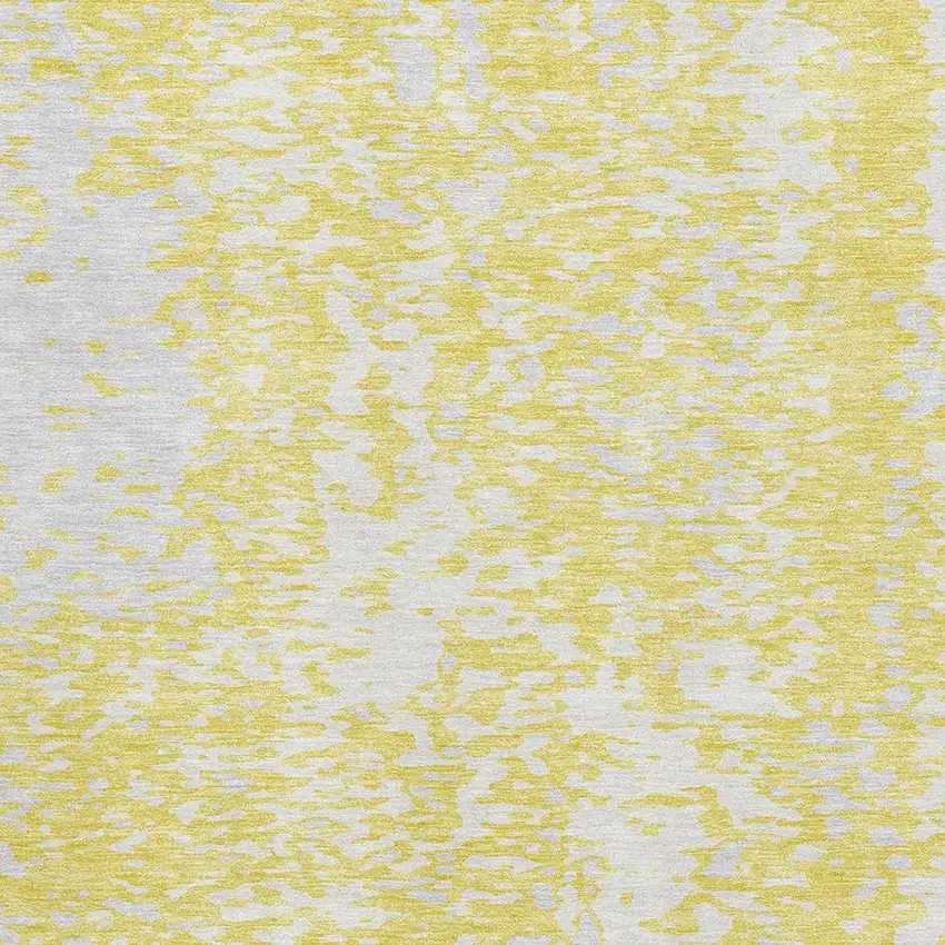 Yellow And Ivory Abstract Washable Area Rug With UV Protection Photo 2