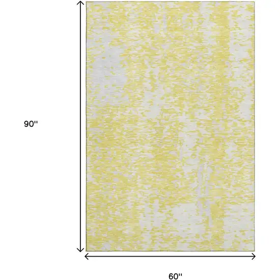 Yellow And Ivory Abstract Washable Area Rug With UV Protection Photo 8