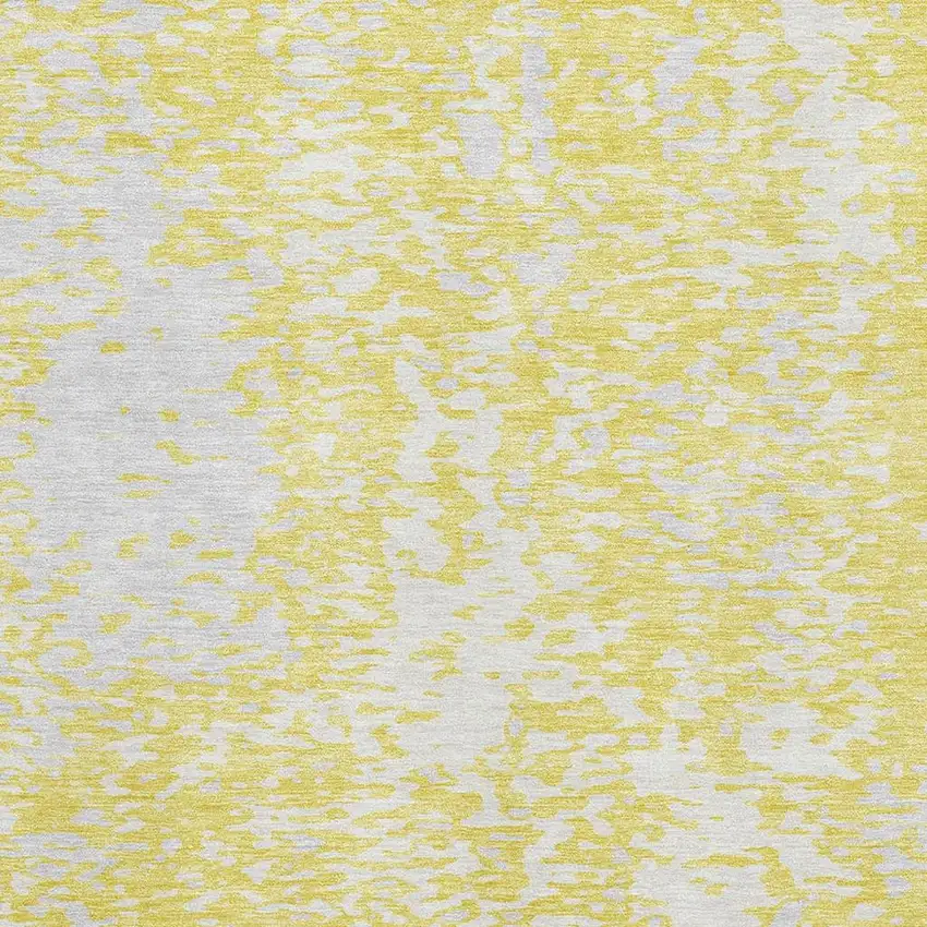 Yellow And Ivory Abstract Washable Area Rug With UV Protection Photo 2