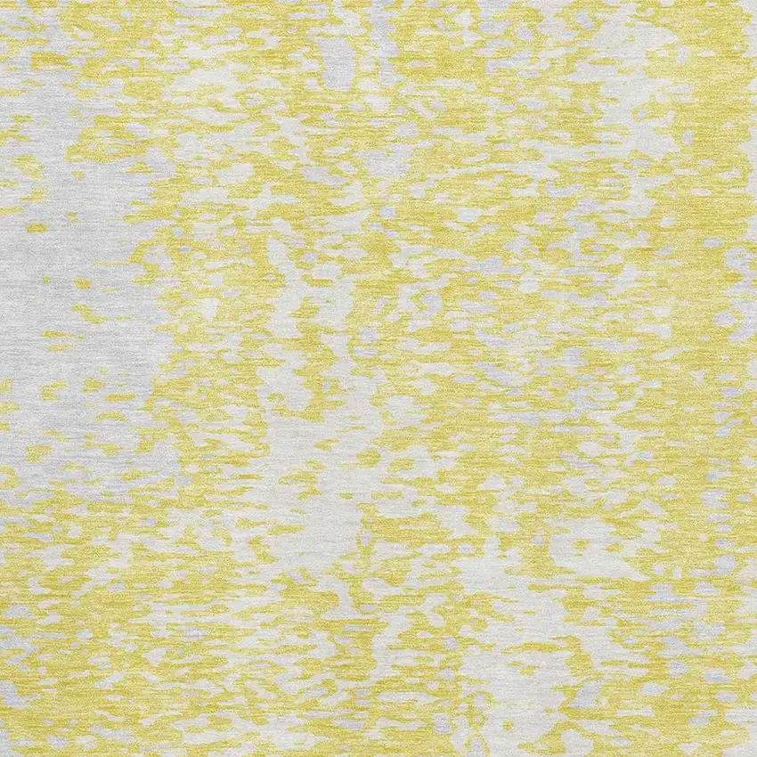 Yellow And Ivory Abstract Washable Area Rug With UV Protection Photo 2