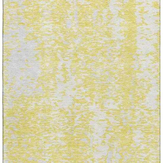 Yellow And Ivory Abstract Washable Area Rug With UV Protection Photo 3