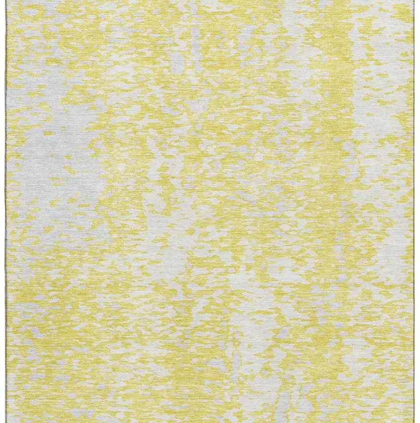 Yellow And Ivory Abstract Washable Area Rug With UV Protection Photo 3