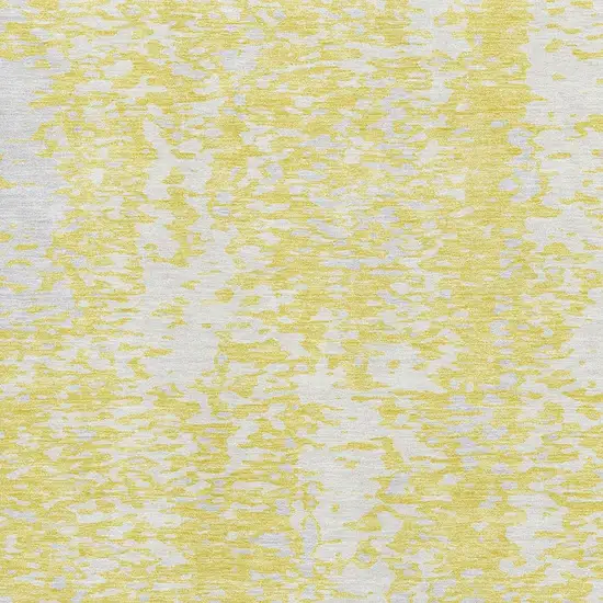 Yellow And Ivory Abstract Washable Area Rug With UV Protection Photo 2