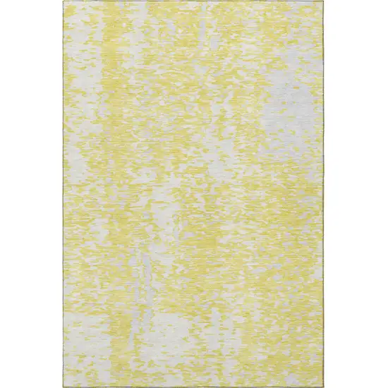 Yellow And Ivory Abstract Washable Area Rug With UV Protection Photo 3