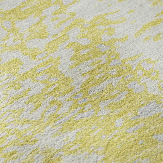 Yellow And Ivory Abstract Washable Area Rug With UV Protection Photo 9