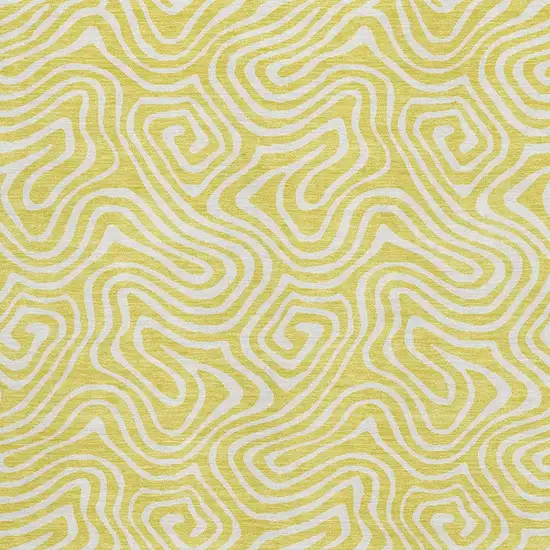 Yellow And Ivory Abstract Washable Area Rug With UV Protection Photo 2