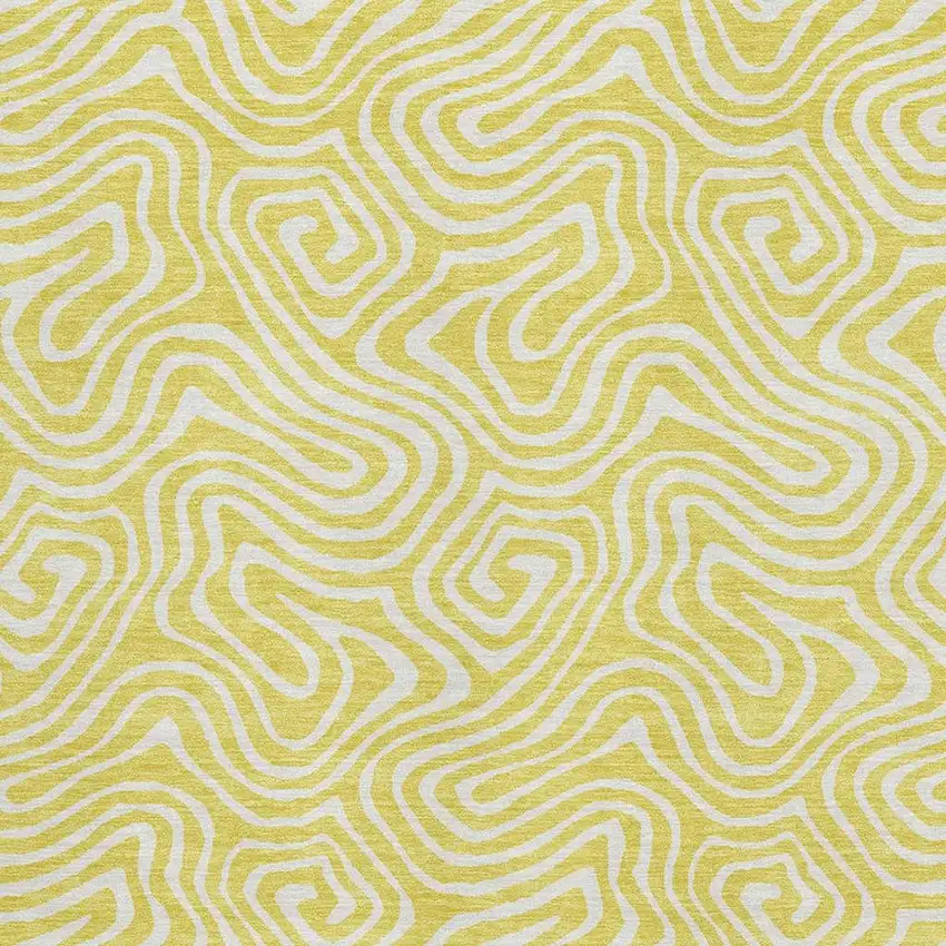 Yellow And Ivory Abstract Washable Area Rug With UV Protection Photo 2