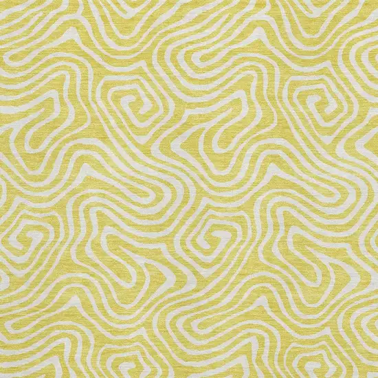 Yellow And Ivory Abstract Washable Area Rug With UV Protection Photo 2