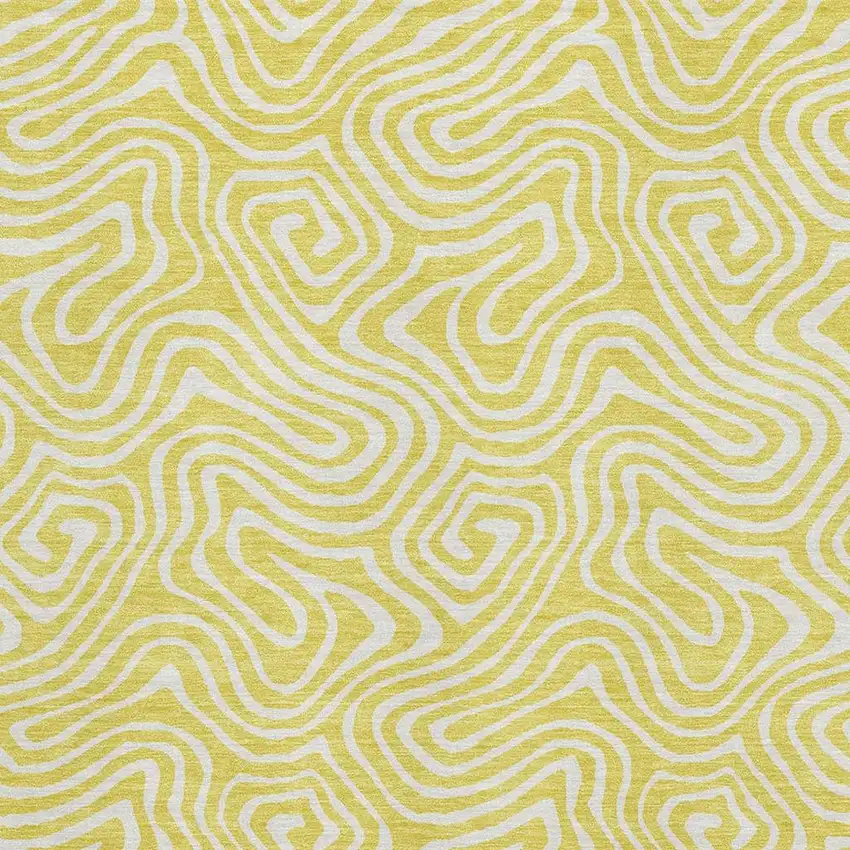 Yellow And Ivory Abstract Washable Area Rug With UV Protection Photo 2