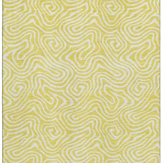 Yellow And Ivory Abstract Washable Area Rug With UV Protection Photo 3