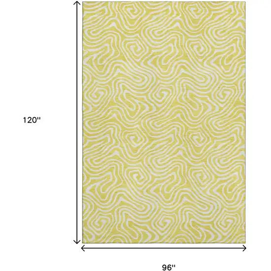 Yellow And Ivory Abstract Washable Area Rug With UV Protection Photo 8
