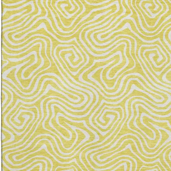 Yellow And Ivory Abstract Washable Area Rug With UV Protection Photo 2
