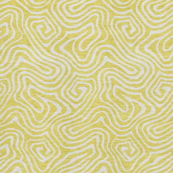 Yellow And Ivory Abstract Washable Area Rug With UV Protection Photo 2