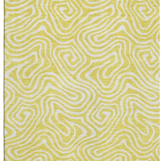 Yellow And Ivory Abstract Washable Area Rug With UV Protection Photo 2