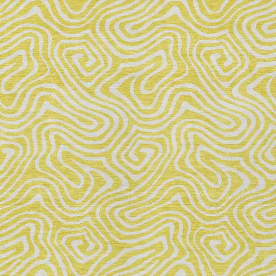 Yellow And Ivory Abstract Washable Indoor Outdoor Area Rug Photo 7