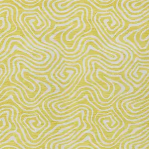 Photo of Yellow And Ivory Abstract Washable Indoor Outdoor Area Rug