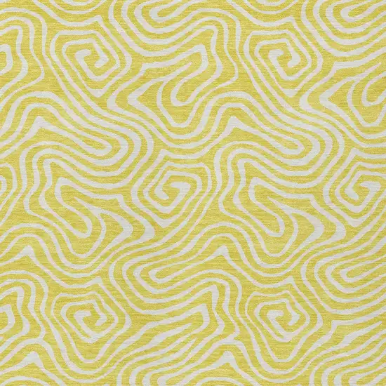 Yellow And Ivory Abstract Washable Indoor Outdoor Area Rug Photo 7