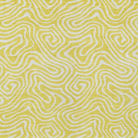 Yellow And Ivory Abstract Washable Indoor Outdoor Area Rug Photo 7