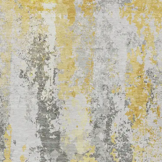 Yellow And Ivory Abstract Washable Indoor Outdoor Area Rug Photo 6
