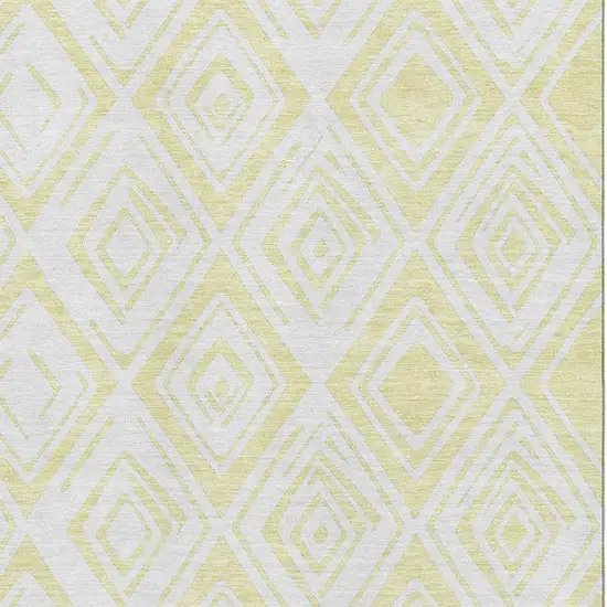Yellow And Ivory Diamond Washable Area Rug With UV Protection Photo 3