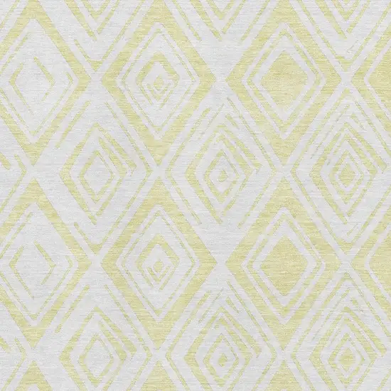 Yellow And Ivory Diamond Washable Area Rug With UV Protection Photo 3