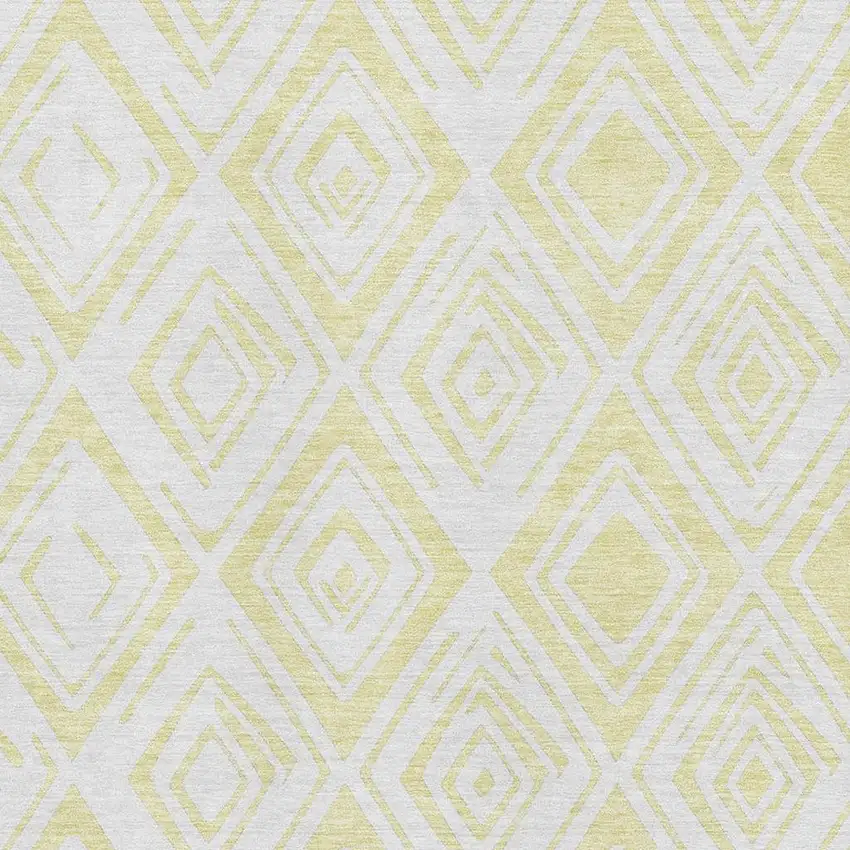 Yellow And Ivory Diamond Washable Area Rug With UV Protection Photo 3