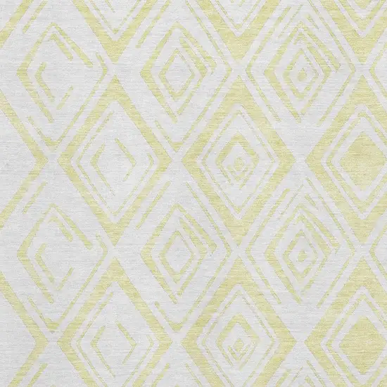 Yellow And Ivory Diamond Washable Area Rug With UV Protection Photo 3