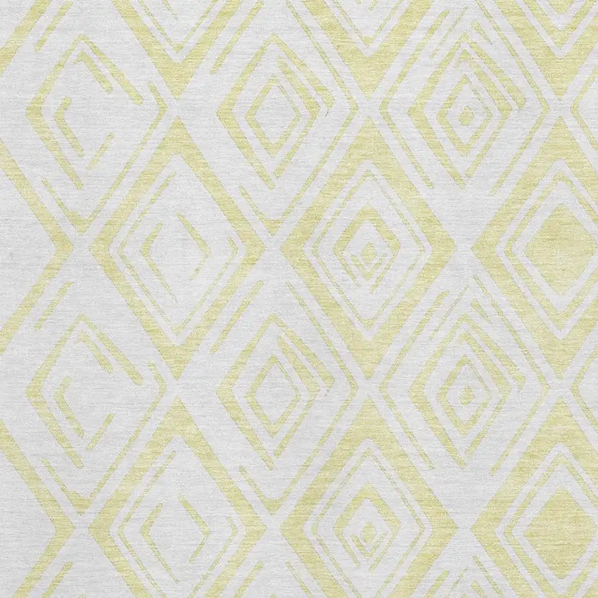 Yellow And Ivory Diamond Washable Area Rug With UV Protection Photo 3