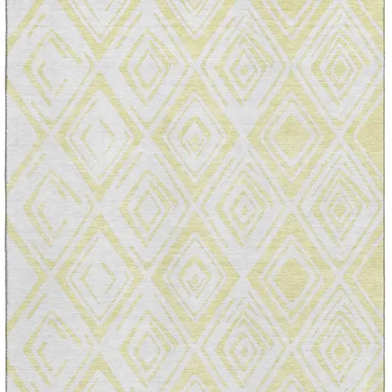 Yellow And Ivory Diamond Washable Area Rug With UV Protection Photo 4