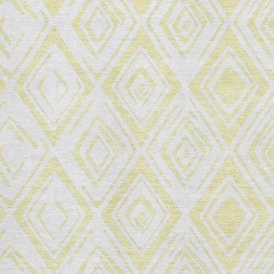 Yellow And Ivory Diamond Washable Area Rug With UV Protection Photo 3