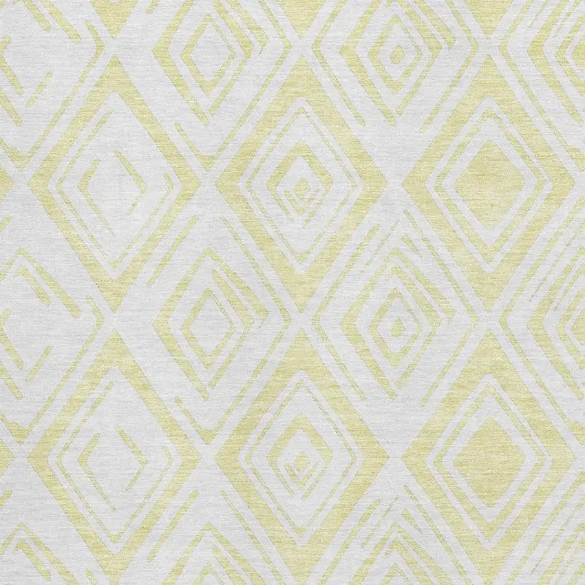 Yellow And Ivory Diamond Washable Area Rug With UV Protection Photo 3