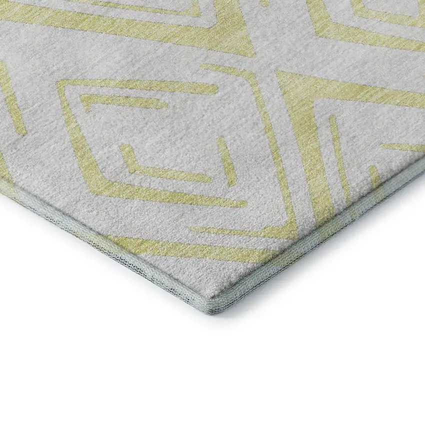 Yellow And Ivory Diamond Washable Area Rug With UV Protection Photo 8