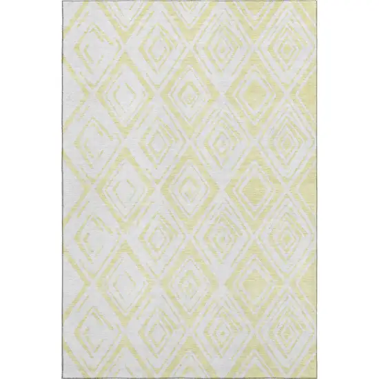 Yellow And Ivory Diamond Washable Area Rug With UV Protection Photo 1