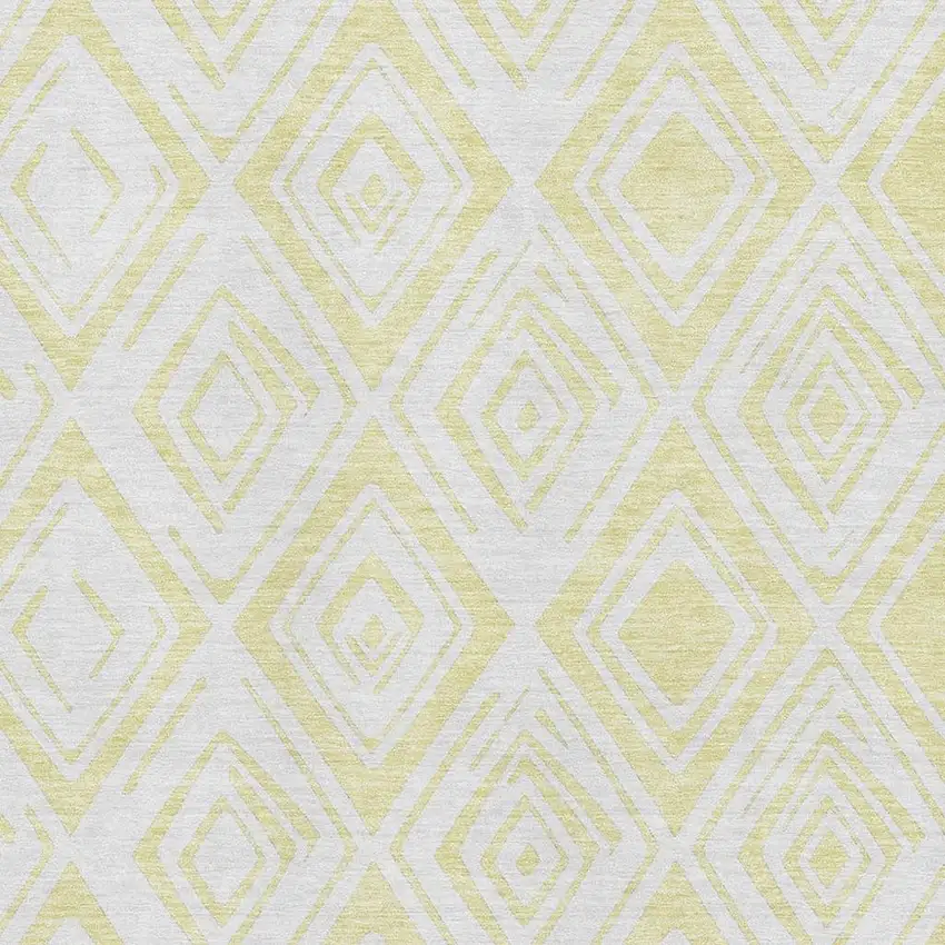Yellow And Ivory Diamond Washable Area Rug With UV Protection Photo 3