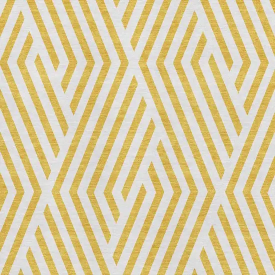 Yellow And Ivory Geometric Washable Area Rug With UV Protection Photo 3