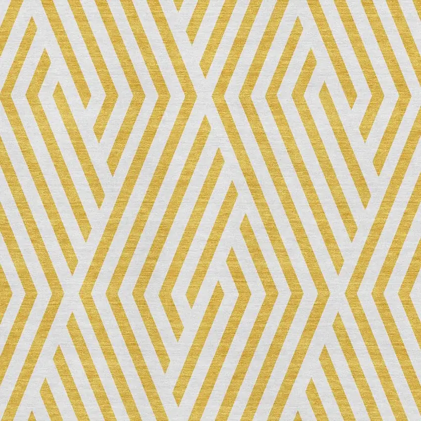 Yellow And Ivory Geometric Washable Area Rug With UV Protection Photo 3