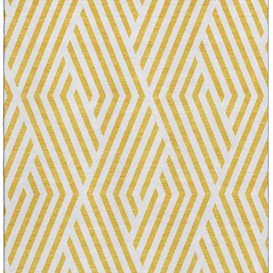 Yellow And Ivory Geometric Washable Area Rug With UV Protection Photo 4