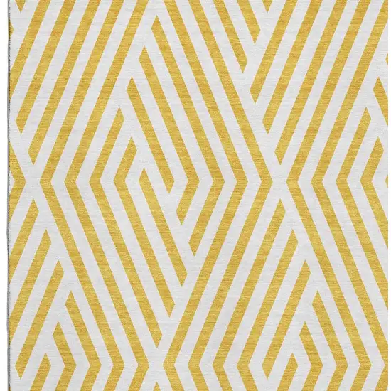 Yellow And Ivory Geometric Washable Area Rug With UV Protection Photo 3