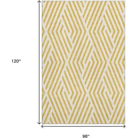 Yellow And Ivory Geometric Washable Area Rug With UV Protection Photo 3