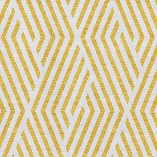 Yellow And Ivory Geometric Washable Area Rug With UV Protection Photo 3