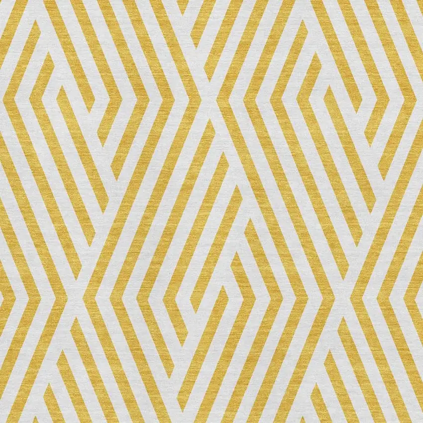 Yellow And Ivory Geometric Washable Area Rug With UV Protection Photo 3