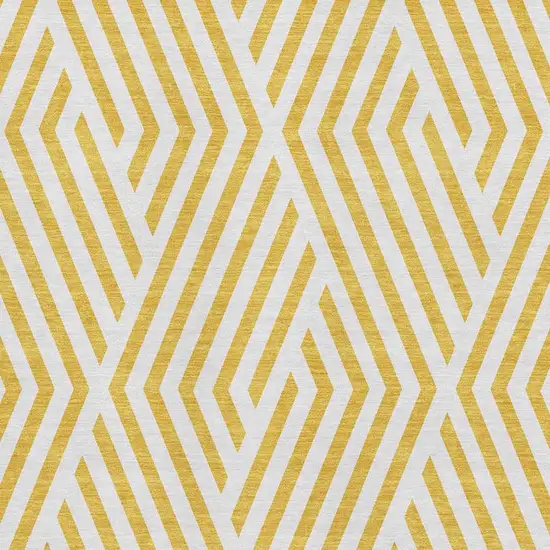 Yellow And Ivory Geometric Washable Area Rug With UV Protection Photo 3